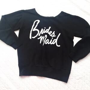 Bridesmaid Off The Shoulder Black Sweatshirt - Size Small